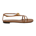 Embellished Flat Leather Thong Sandals