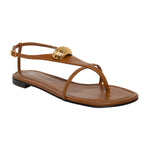 Embellished Flat Leather Thong Sandals