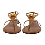 Embellished Flat Leather Thong Sandals