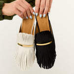 Fringed Leather Mules