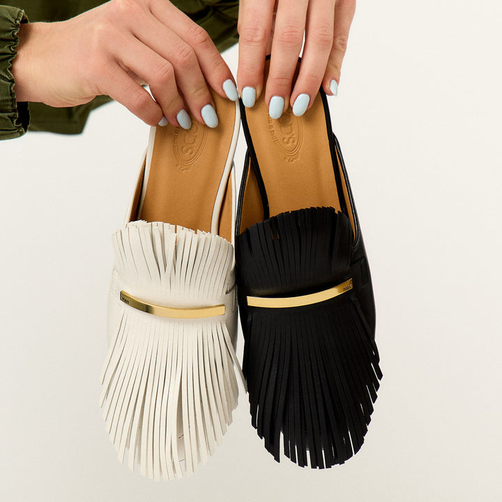 Fringed Leather Mules
