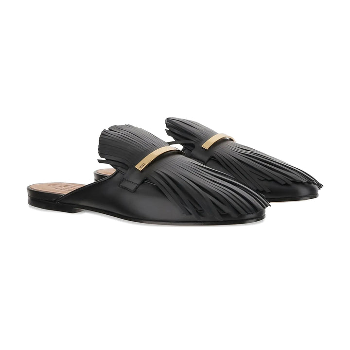 Fringed Leather Mules