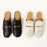 Fringed Leather Mules