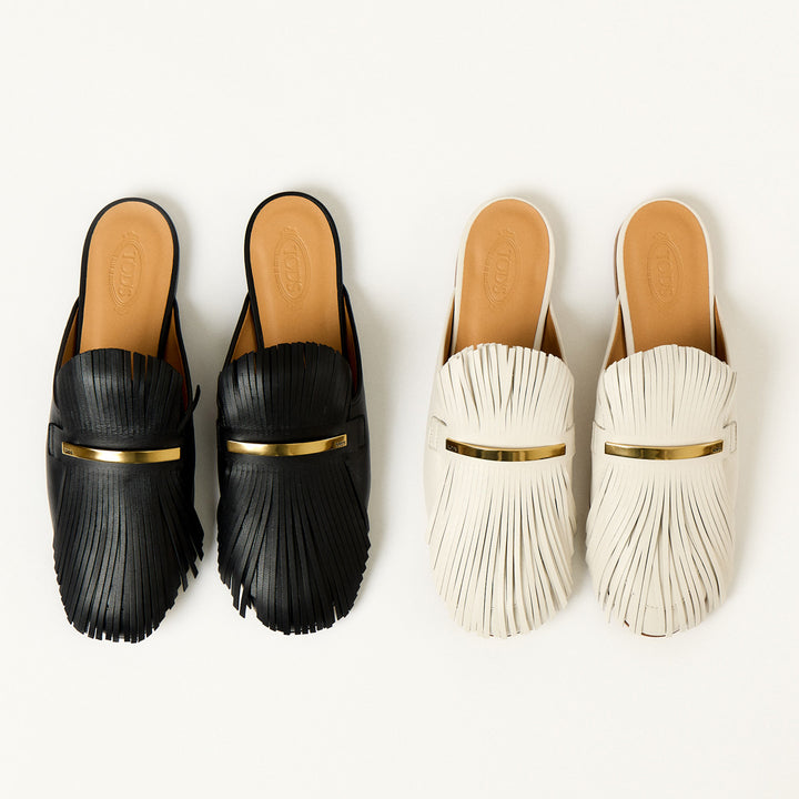 Fringed Leather Mules