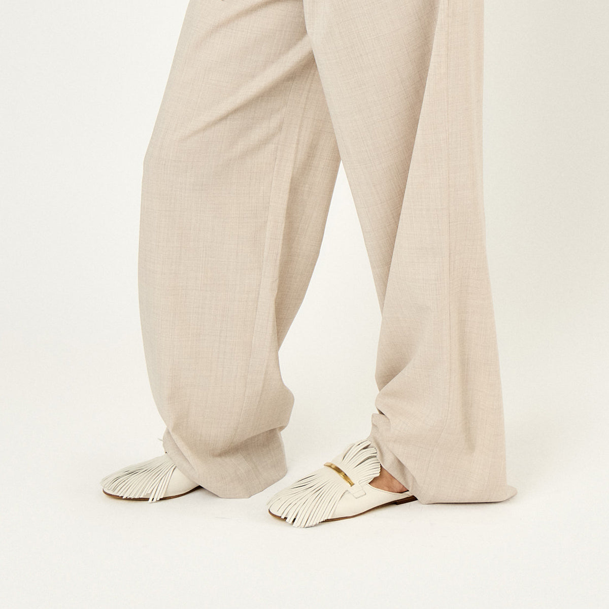 Fringed Leather Mules