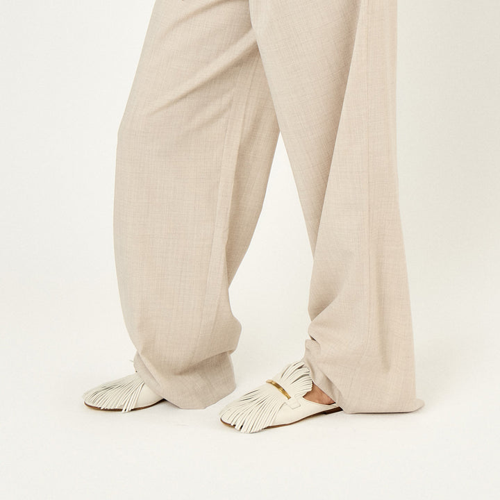 Fringed Leather Mules
