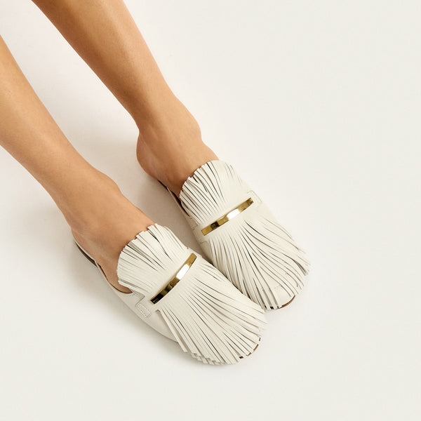 Fringed Leather Mules