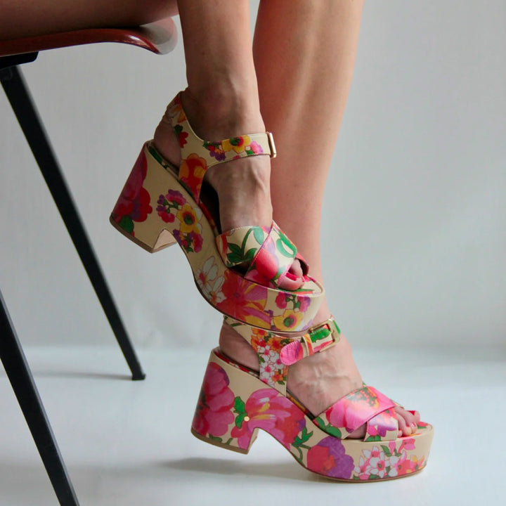 Nadine Floral Print 85mm Sandals