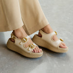 Nama Linen Wedge Sandals