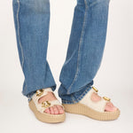 Nama Linen Wedge Sandals