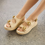 Nama Leather Wedge Sandals