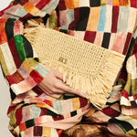 Oversized Raffia Clutch