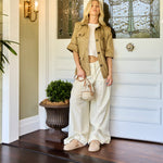 Peggy Wicker Buckle Flat Mules