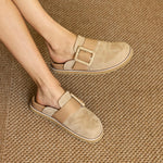 Peggy Wicker Buckle Flat Mules