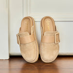 Peggy Wicker Buckle Flat Mules