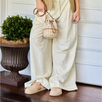 Peggy Wicker Buckle Flat Mules