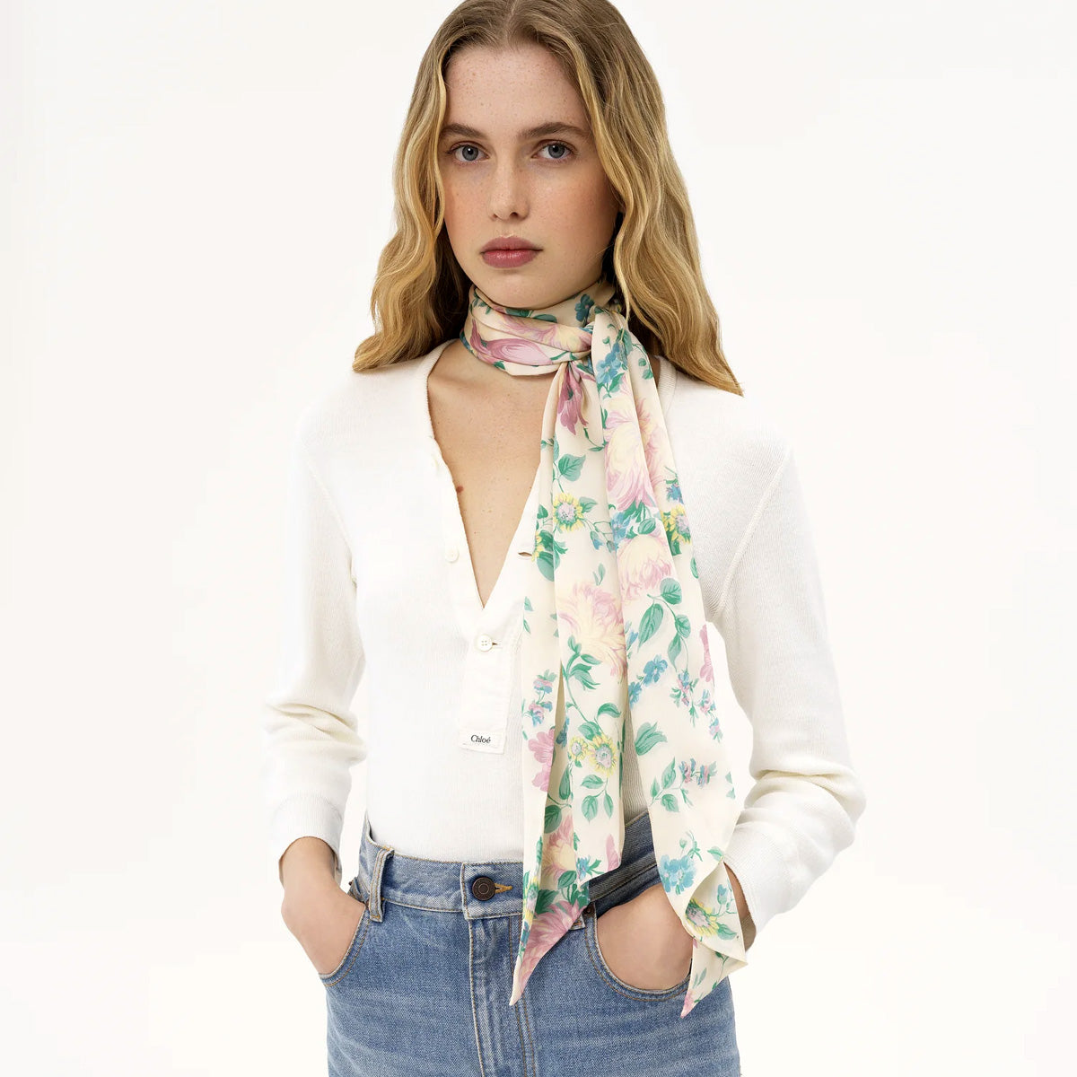 Peonies Wide Bandeau Scarf