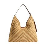 Raffia Bow Patchwork Shoulder Bag