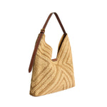 Raffia Bow Patchwork Shoulder Bag