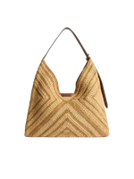 Raffia Bow Patchwork Shoulder Bag