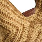 Raffia Bow Patchwork Shoulder Bag