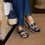 Robin Double Buckle Flat Slides