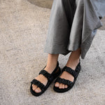 Ruched Flat Leather Sandals