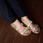 Ruched Flat Leather Sandals