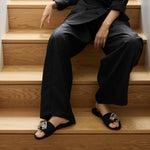 Embellished Satin Flat Slide