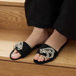 Embellished Satin Flat Slide