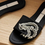 Embellished Satin Flat Slide