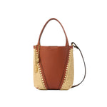 Small Spin Raffia Leather Mix Tote Bag