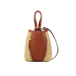 Small Spin Raffia Leather Mix Tote Bag