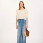Small Spin Raffia Leather Mix Tote Bag