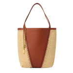 Spin Raffia Leather Mix Tote Bag