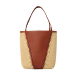 Spin Raffia Leather Mix Tote Bag