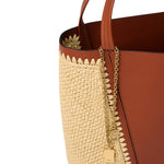 Spin Raffia Leather Mix Tote Bag