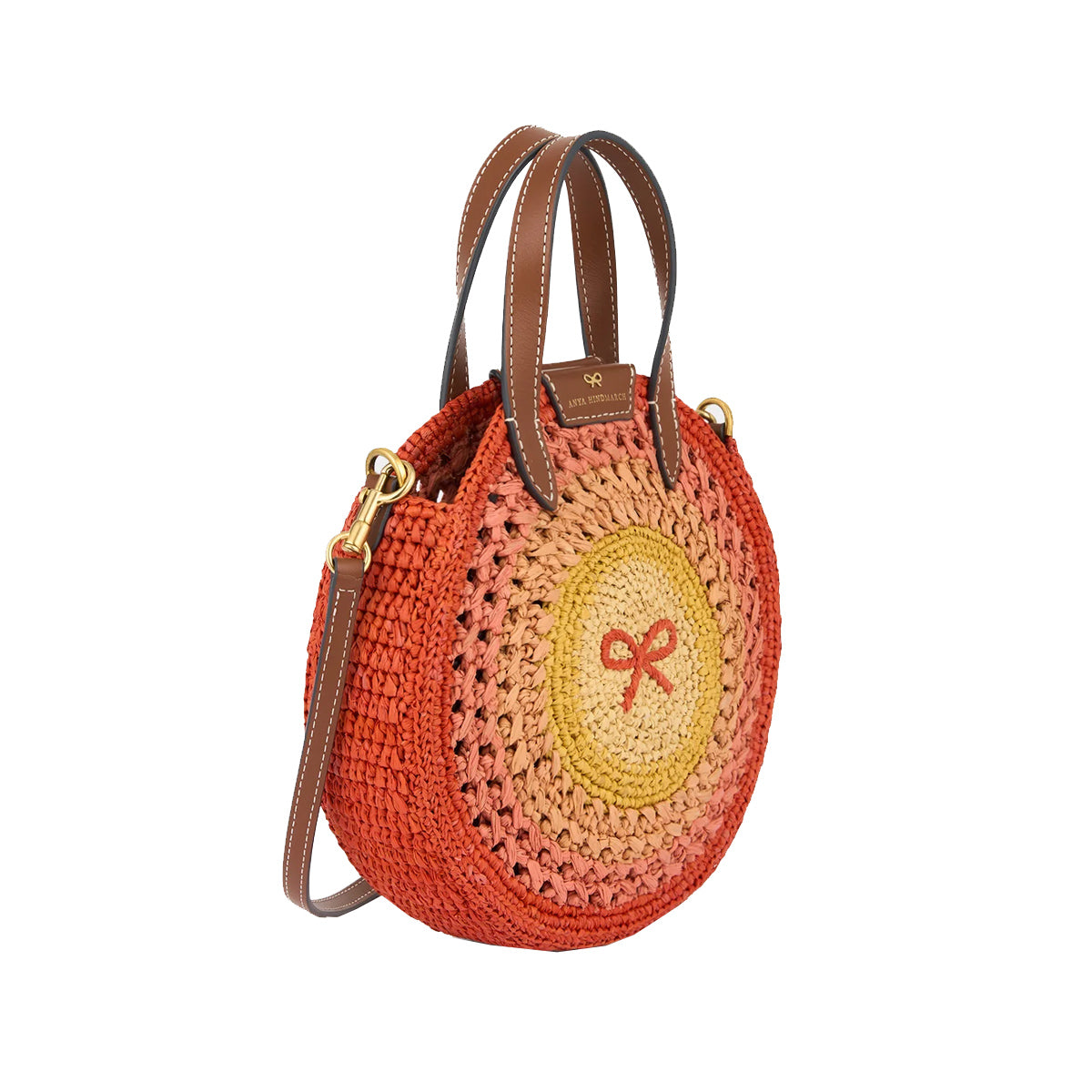 Small Round Raffia Bow Tote