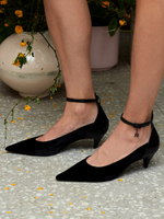 Pointed Toe Velvet Patent Pump