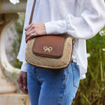 Vere Small Soft Satchel with Natural Raffia