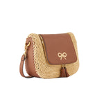 Vere Small Soft Satchel with Natural Raffia