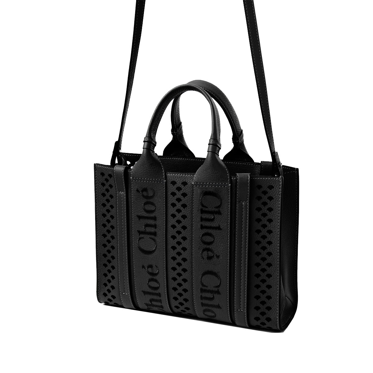 Woody Perforated Leather Tote Bag