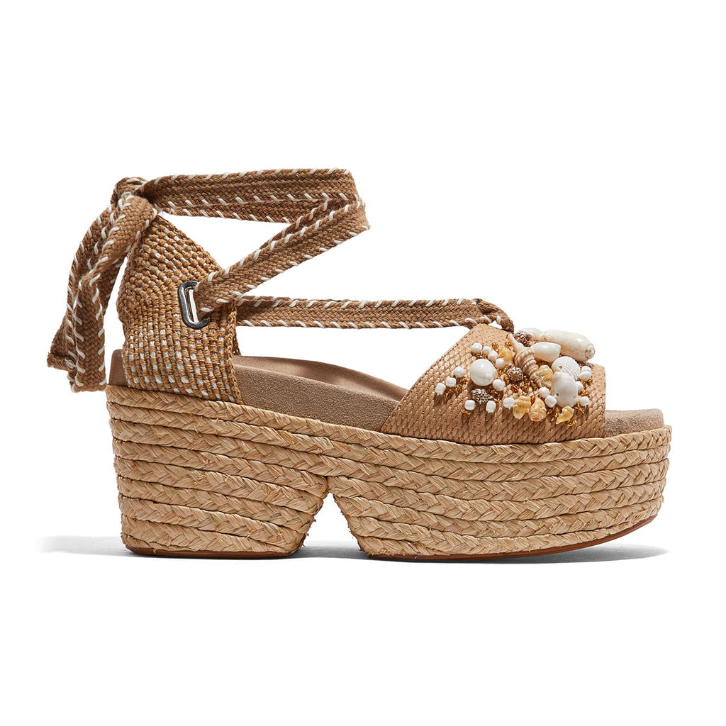 Evat Shell Embellished Flatform Sandals – Maryon's