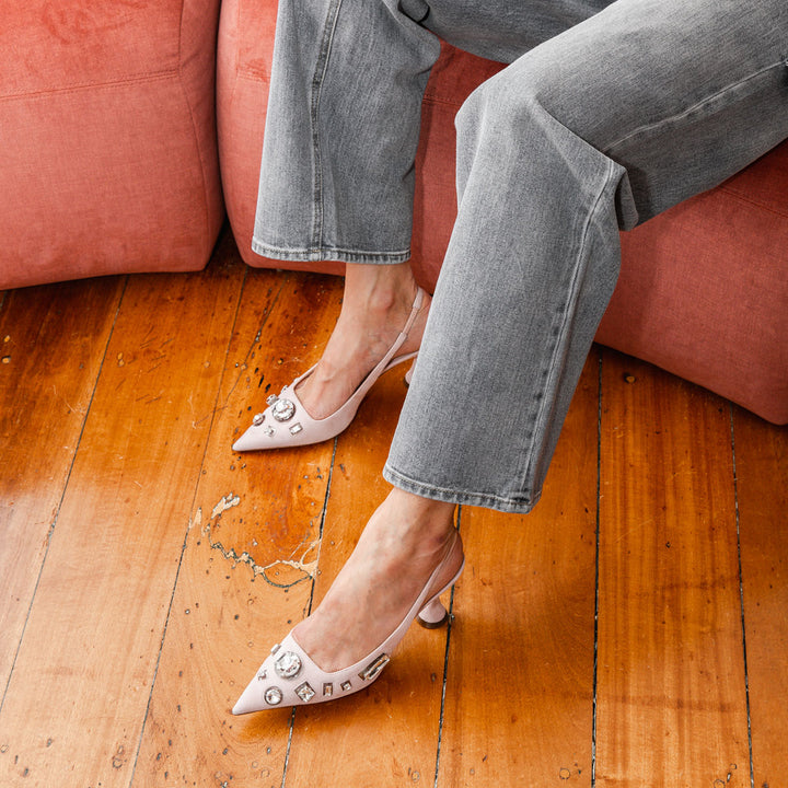 Iris 80 Crystal Suede Slingback Pump