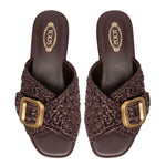 Buckle Detail Raffia Slides