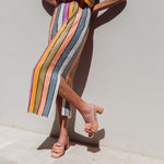 Knotted Mid Heel Leather Slides