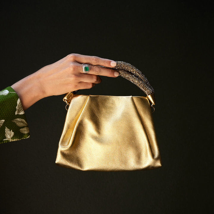 Berenice Metallic Leather Crystal Bag