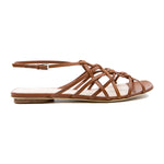 Caged Leather Flat Sandals