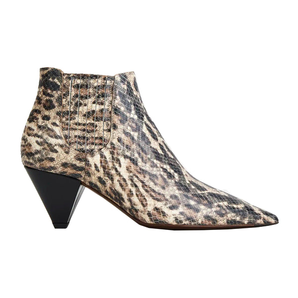 Cone Heel Snake Ankle Boots
