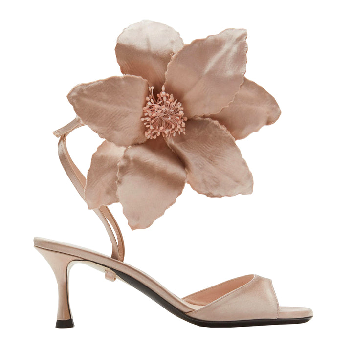Flower Embellished Mid Heel Sandals